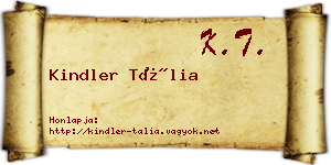 Kindler Tália névjegykártya